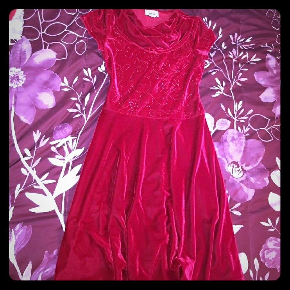 Red dress with designs